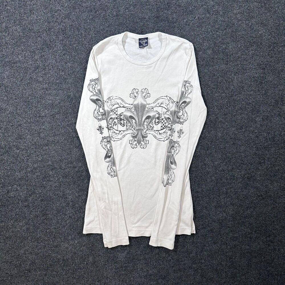 Y2K A New Kind Women's Medium White Grunge Graphic Longe Sleeve Shirt